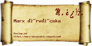 Marx Árvácska névjegykártya